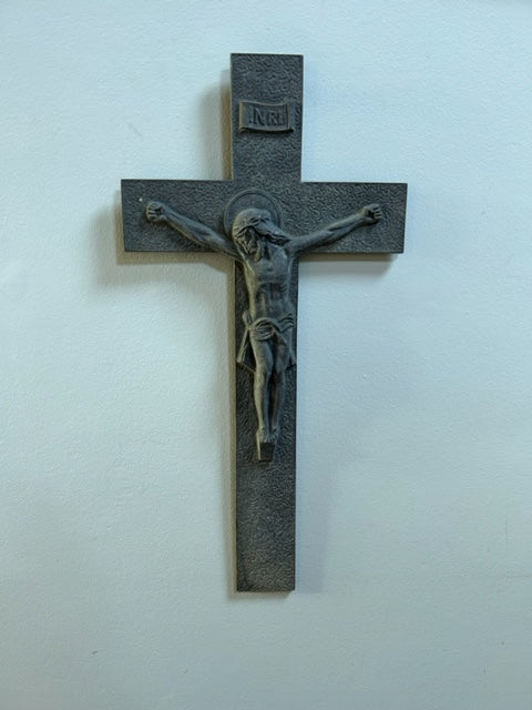 Antique French Crucifix wall art  - metal