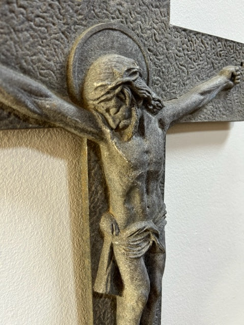 Antique French Crucifix wall art  - metal