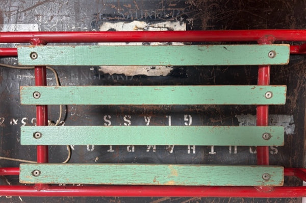 Cool English Vintage Snow Sledge in Red + Green