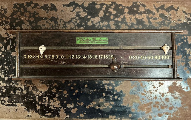 Vintage English WALTER LINDRUM Home table -BILLARD'S 1930'S Wooden Score Board