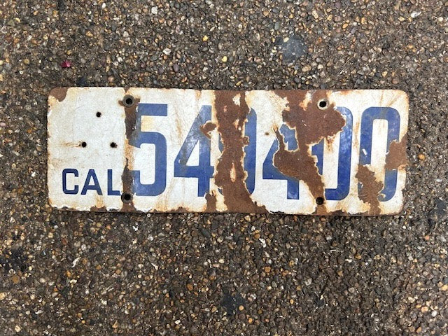 Vintage Californian American licence plate possible late 1930's