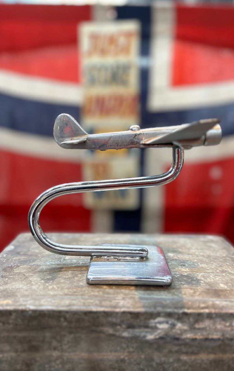 Vintage English Art Deco stainless steel Airplane on stand ....