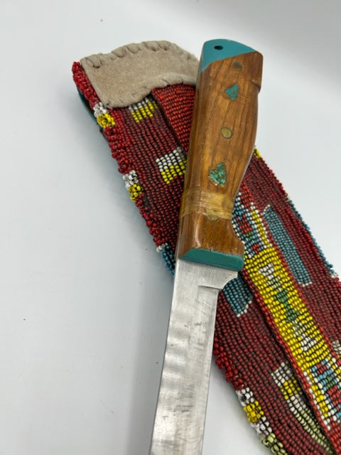 Vintage Native American Beaded Knife + Scabbard with updated Knife