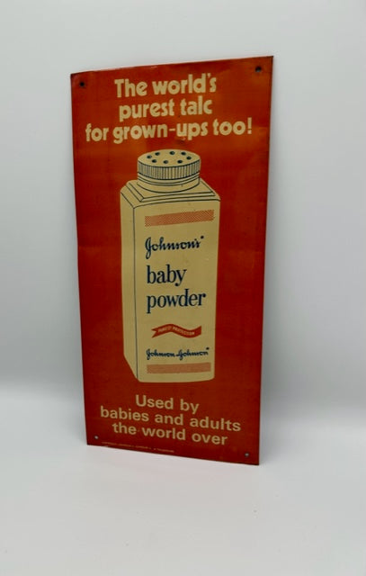 VINTAGE JOHNSON'S + JOHNSON'S Baby Powder Advertising Tin Signage !