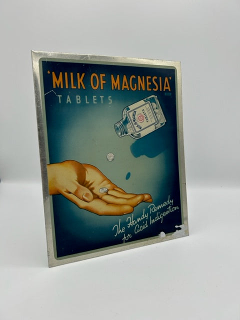 VINTAGE BRITISH ADVERTISING sign  Stand up - MILK of MAGNESIA TABLETS
