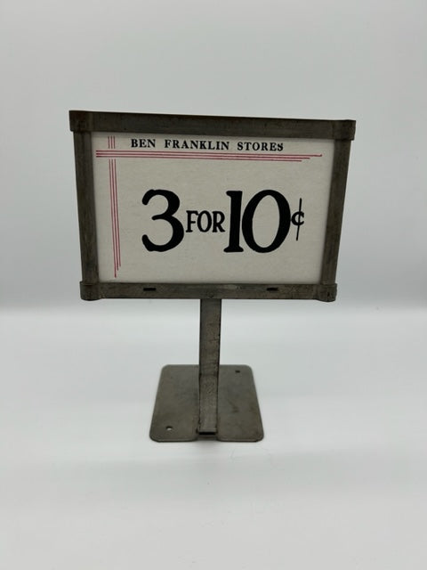 ORIGINAL AMERICAN STORE PRICE SIGNS from " BEN FRANKLIN STORE " 3 for 10 c "