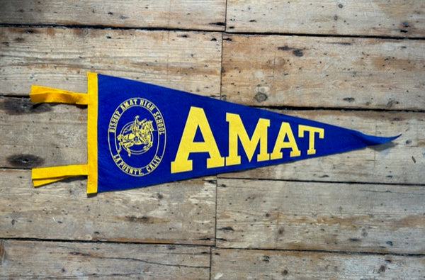 Vintage Americana Pennant AMAT - BISHOP AMAT HIGH SCHOOL . La Puente , California  - Wall Decor Art