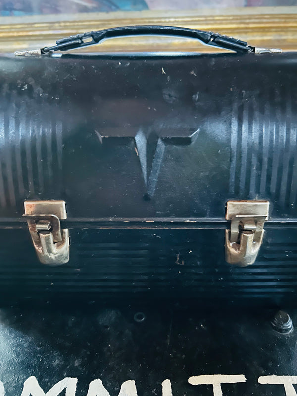 Vintage Black Tin Lunch Box !