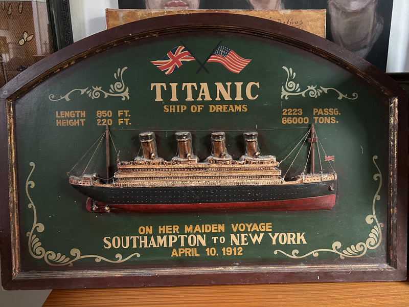 ICONIC TITANIC SHIP in an abstract  wooden wall art design ... very cool !