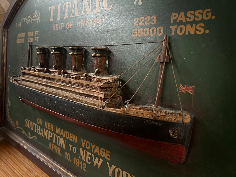 ICONIC TITANIC SHIP in an abstract  wooden wall art design ... very cool !