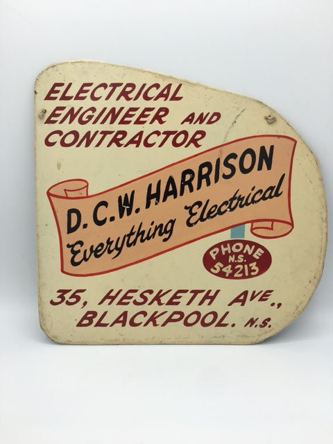 Original British TRADERS sign “ D C W Harrison Blackpool “ wall Art. Hand painted