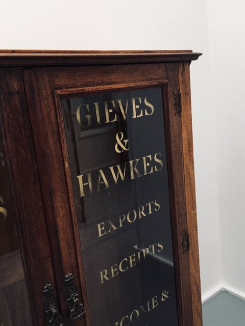 English antique 19th century cabinet with upcycled glazed writing SOLD