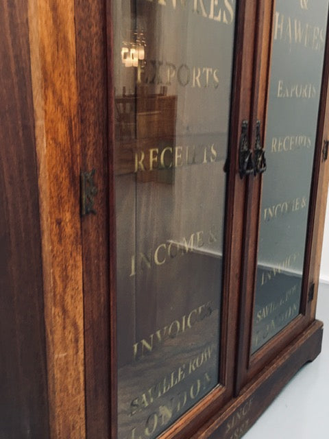 English antique 19th century cabinet with upcycled glazed writing SOLD