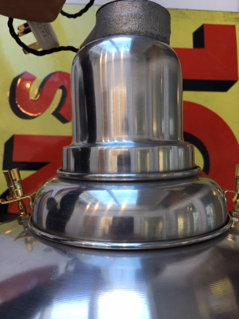 Vintage industrial luxe stainless steel ceiling light with light bulb cage SOLD