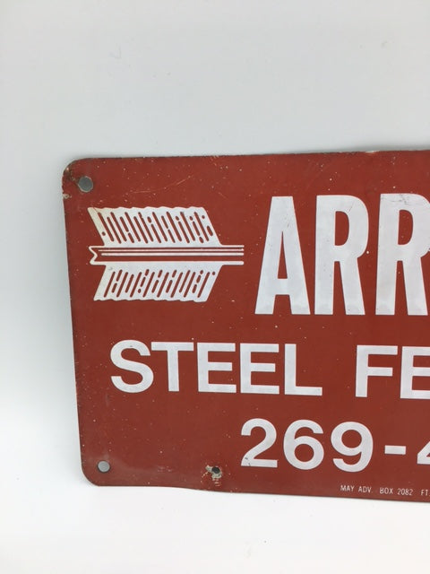 Vintage American Arrow Steel fence co sign
