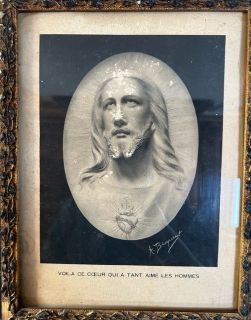 Antique French Jesus Religious wall art