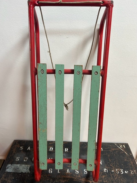 Cool English Vintage Snow Sledge in Red + Green