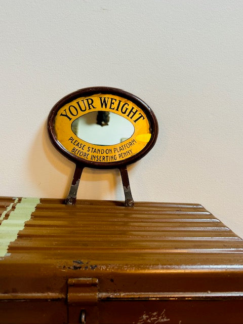 Vintage Victorian " YOUR WEIGHT MIRROR " taken from a weight scale on an English pier - Broad walk !