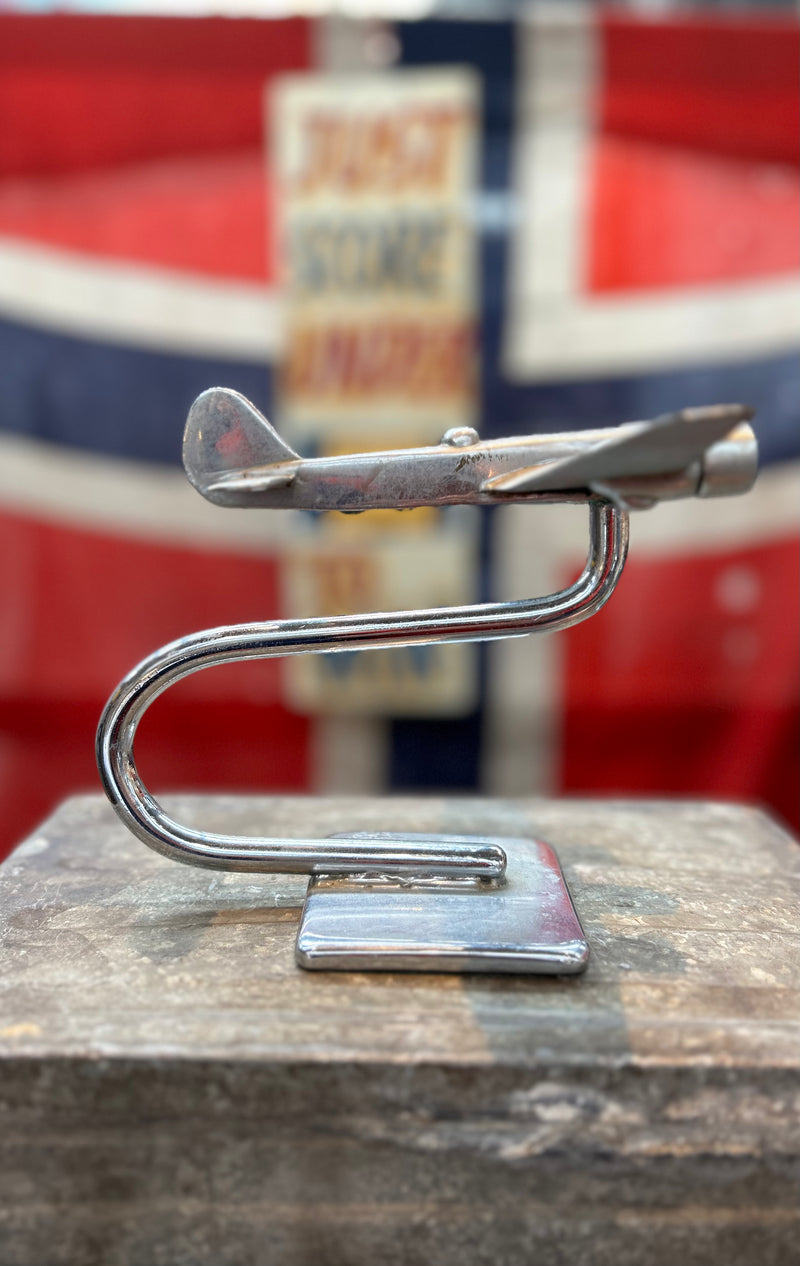 Vintage English Art Deco stainless steel Airplane on stand ....