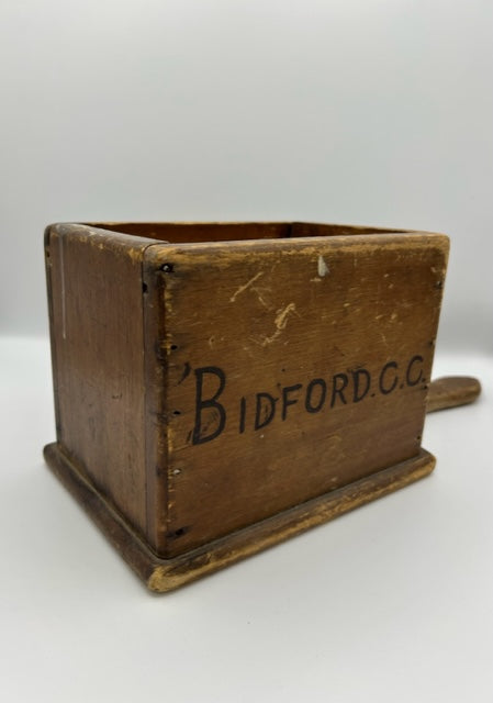 Old English Church " BIDFORD C C " Collection wooden box with handle !