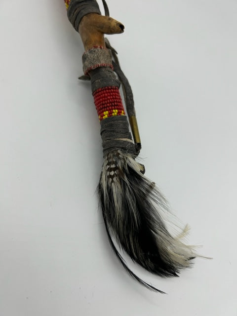 Vintage Native American Ceremonial Stick with decorative feathers + Beaded Design - SOLD -