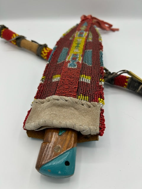 Vintage Native American Beaded Knife + Scabbard with updated Knife