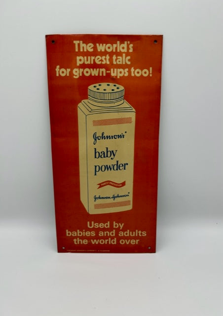 VINTAGE JOHNSON'S + JOHNSON'S Baby Powder Advertising Tin Signage !