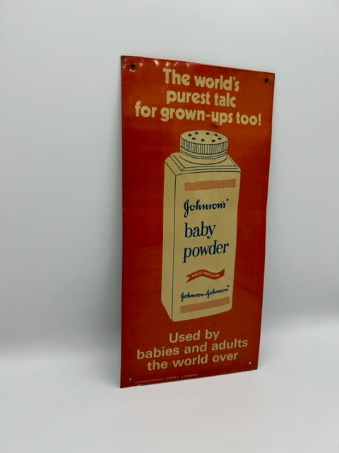 VINTAGE JOHNSON'S + JOHNSON'S Baby Powder Advertising Tin Signage !