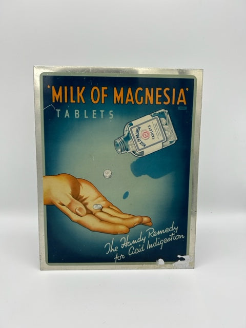 VINTAGE BRITISH ADVERTISING sign  Stand up - MILK of MAGNESIA TABLETS