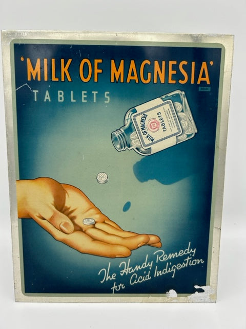 VINTAGE BRITISH ADVERTISING sign  Stand up - MILK of MAGNESIA TABLETS