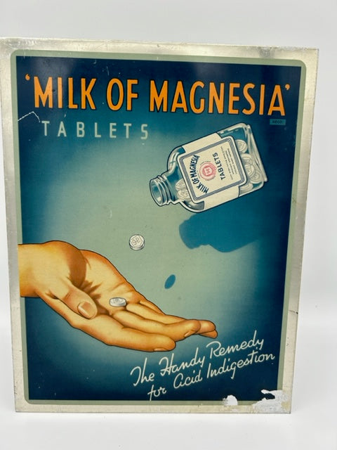 VINTAGE BRITISH ADVERTISING sign  Stand up - MILK of MAGNESIA TABLETS