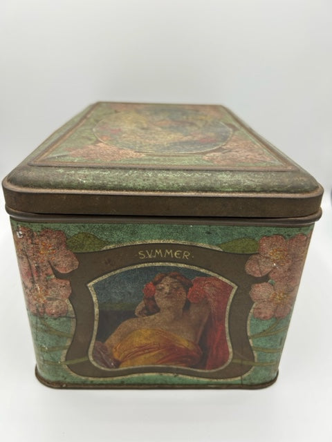 Vintage English Victorian decorative Tin " SEASONS "