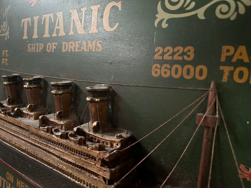 ICONIC TITANIC SHIP in an abstract  wooden wall art design ... very cool !