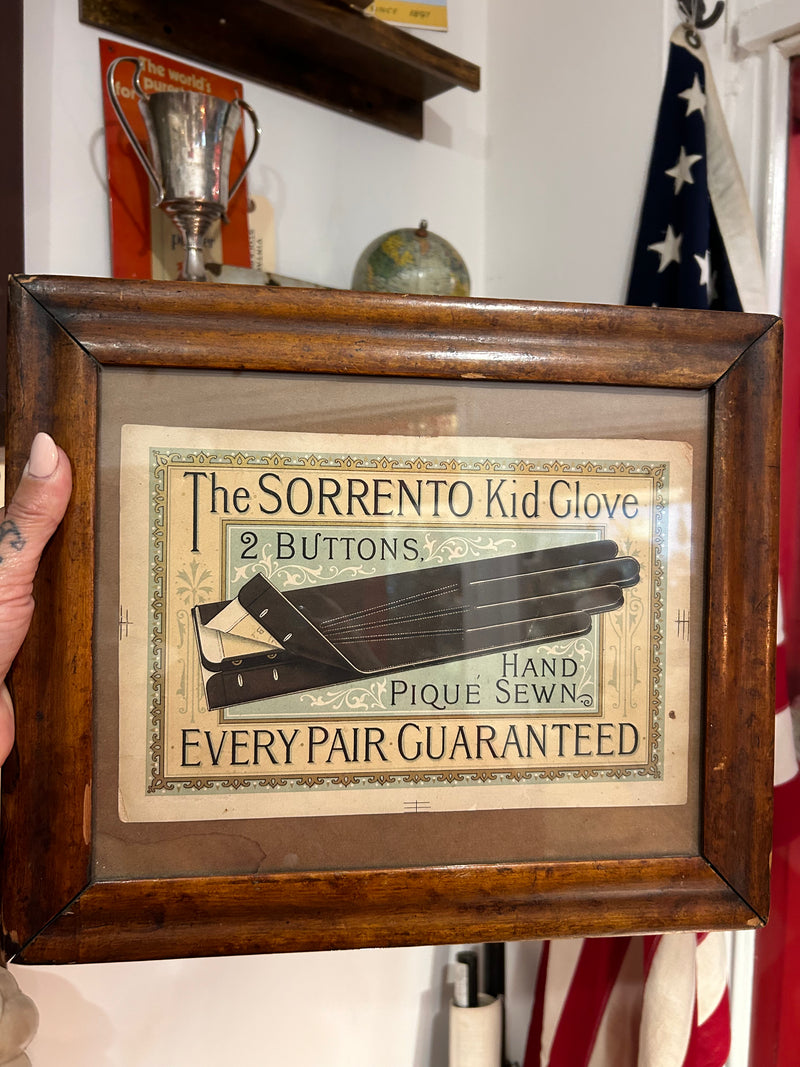 SORRENTO KID GLOVE Advertising sign framed