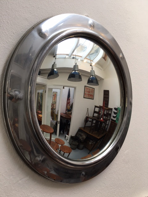 Vintage English Art Deco Crome Mirror - ON HOLD -