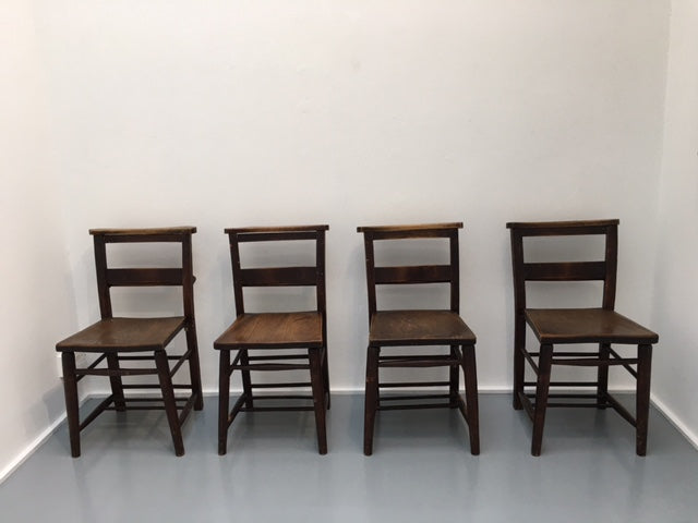 Original vintage wooden chapel chairs