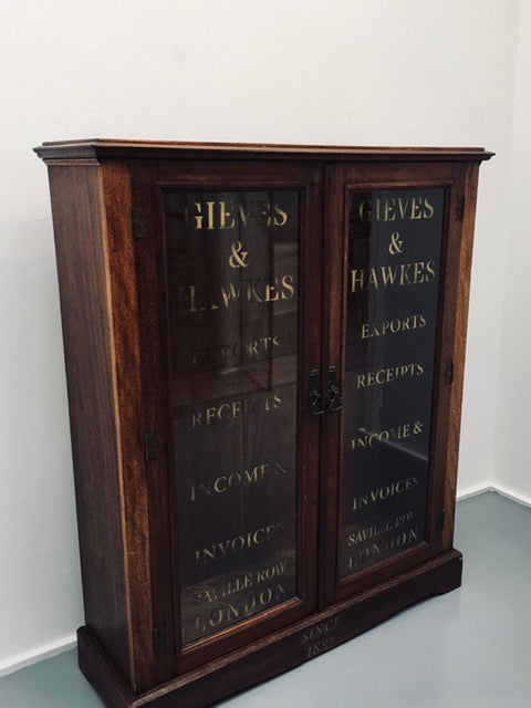 English antique 19th century cabinet with upcycled glazed writing SOLD