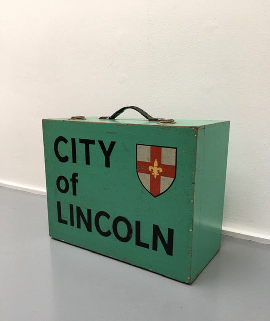 Vintage large storage box in teal green city of Lincoln SOLD