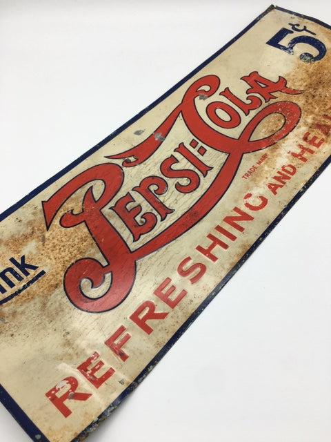 Classic 1930’s Pepsi-Cola Tin sign SOLD